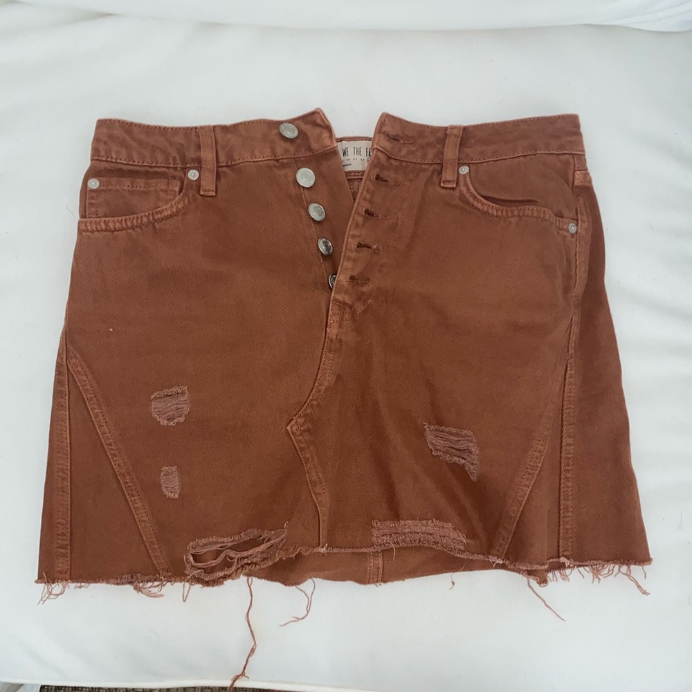 Free People ripped jean skirt